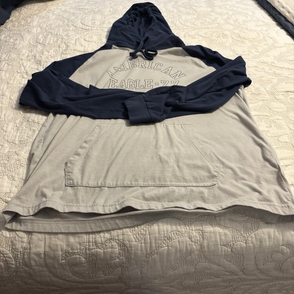 American Eagle Outfitters Other - American eagle Men's L Hoodie With Drawstring And Kangaroo Pocket In Navy & Grey